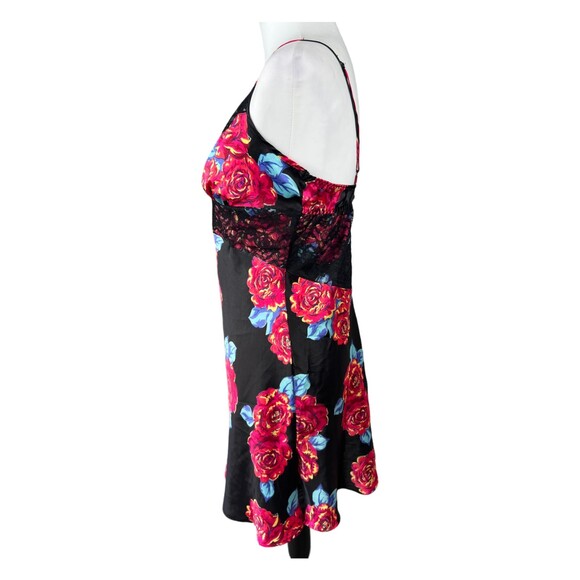 Victoria's Secret Negligee Slip‎ Lingerie Top Black Floral Satin Lace L - Picture 2 of 11